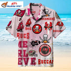 NFL Buccaneers Hawaiian Shirt Mixed Logo Pattern Design