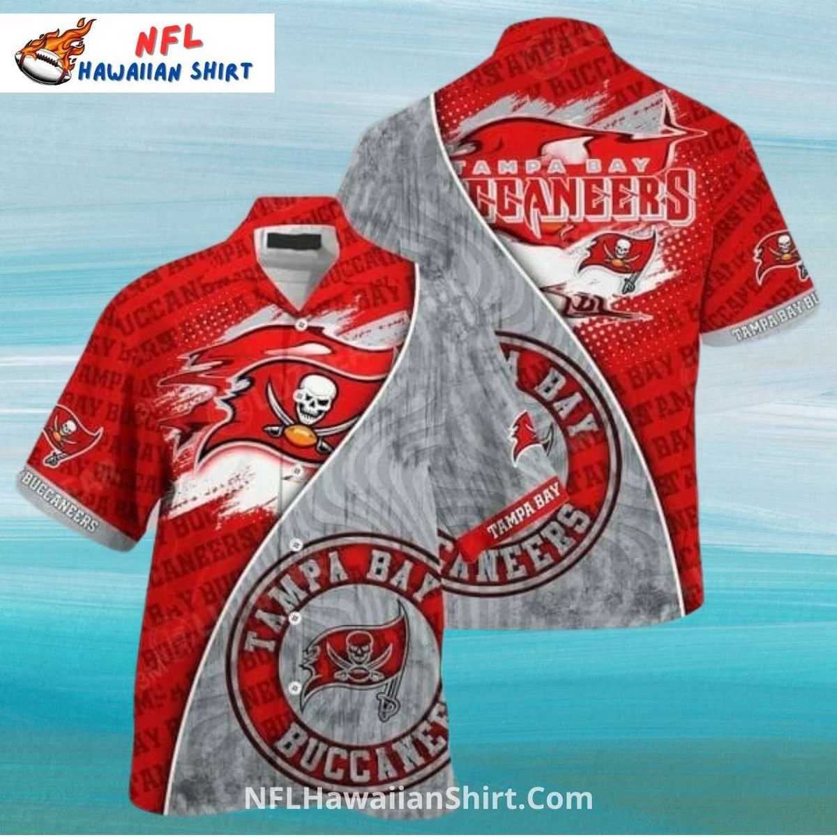 NFL Buccaneers Hawaiian Shirt Red And Gray Split Design