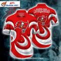 NFL Buccaneers Hawaiian Shirt Red And White Swirl Design