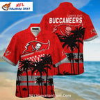 NFL Buccaneers Hawaiian Shirt Sunset Palm Design