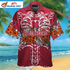 NFL Buccaneers Hawaiian Shirt With Skeleton And Floral Design