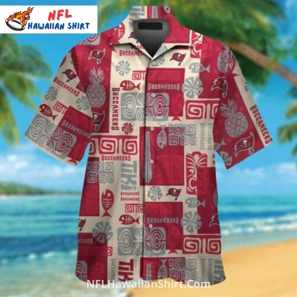 NFL Buccaneers Tribal Pattern Hawaiian Shirt With Vintage Look