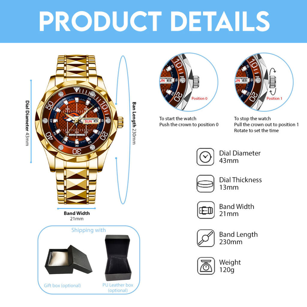 Denver Broncos Alloy Luxury Quartz Watch - TMTHU921