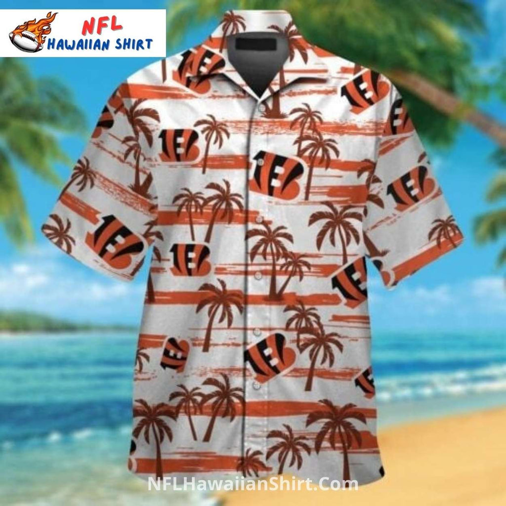NFL Cincinnati Bengals Hawaiian Shirt With Palm Trees Stripes