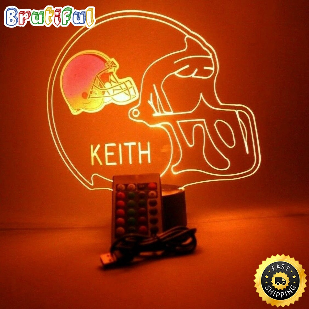 NFL Cleveland Browns Night Light Up Table Lamp Football Helmet Sports LED Light