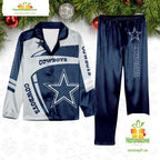NFL Dallas Cowboys Football Team Winter Satin Pajamas Set Gift for Fans