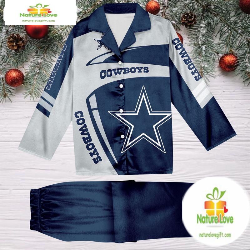 NFL Dallas Cowboys Football Team Winter Satin Pajamas Set Gift for Fans