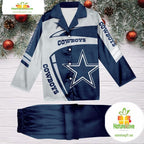 NFL Dallas Cowboys Football Team Winter Satin Pajamas Set Gift for Fans