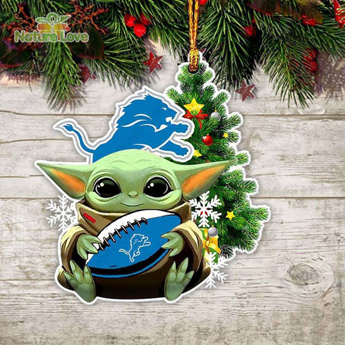 NFL Detroit Lions Baby Yoda Christmas Ornament Xmas Tree Decoration