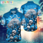 NFL Detroit Lions Halloween Skull Pumpkin Hawaiian Shirt