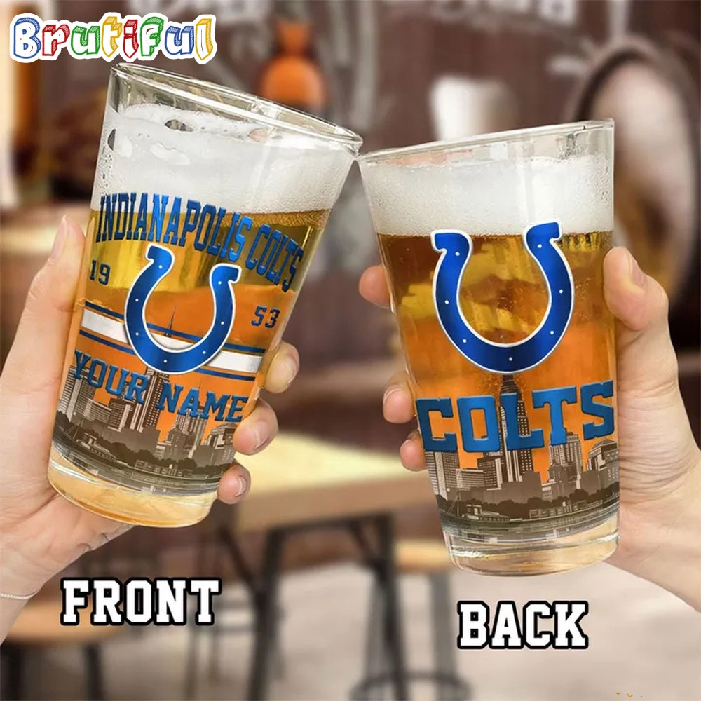 NFL Indianapolis Colts Beer Glass Cup 16oz, Custom Football Glass Cup