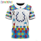 NFL Indianapolis Colts T-Shirt Special Autism Awareness Design 3D T-Shirt