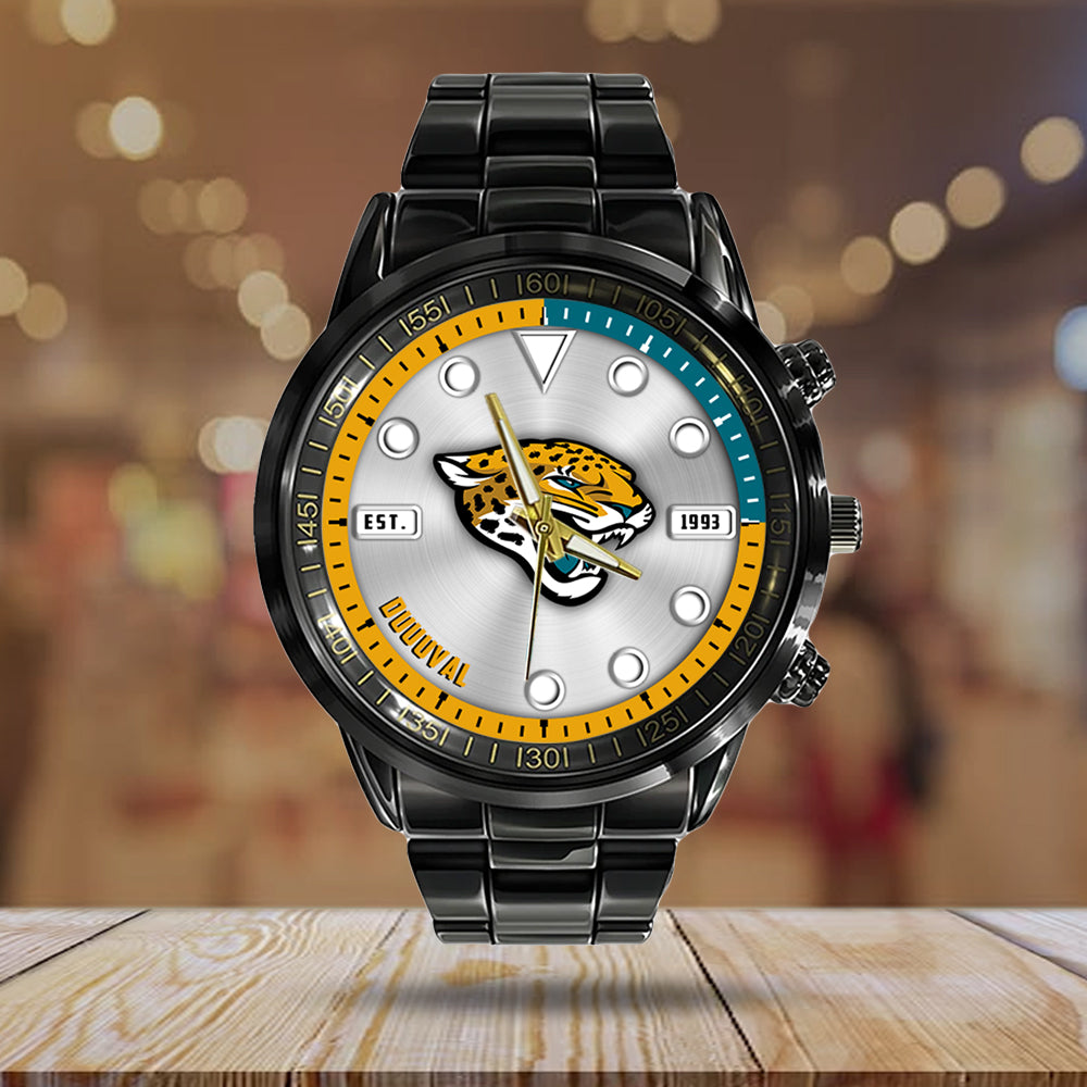 Jacksonville Jaguars Black Stainless Steel Watch - HOATT12946