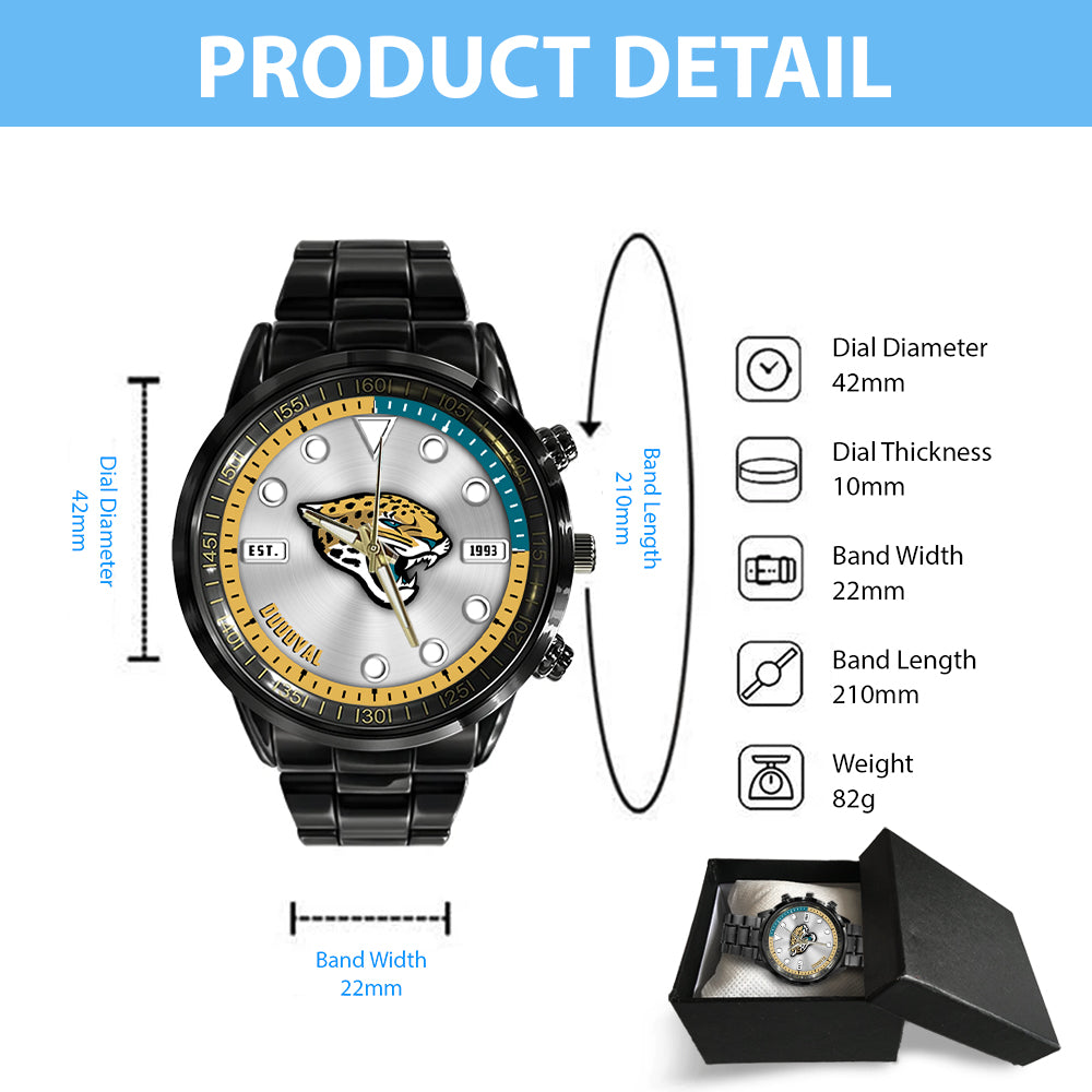 Jacksonville Jaguars Black Stainless Steel Watch - HOATT12946