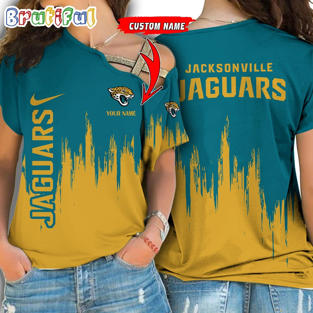 NFL Jacksonville Jaguars Football Team Logo Design One Shoulder Shirt