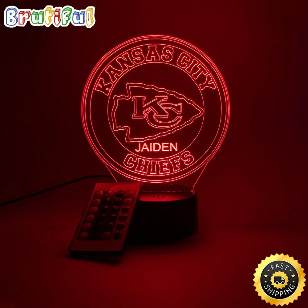 NFL Kansas City Chiefs Night Light Football 3D LED Light