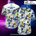 NFL LA Rams Pineapple And Tropical Floral White Hawaiian Shirt