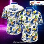 NFL LA Rams Pineapple And Tropical Floral White Hawaiian Shirt
