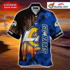 NFL LA Rams Sunset Beach Palm Trees Custom Name Hawaiian