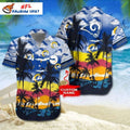 NFL LA Rams Tropical Beach Sunset Custom Name Hawaiian Shirt