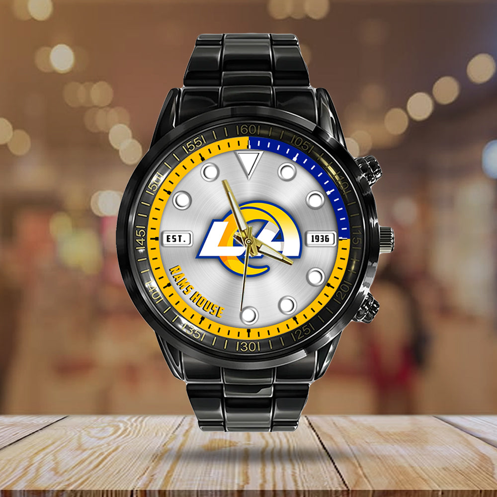 Los Angeles Rams Black Stainless Steel Watch - HOATT12950