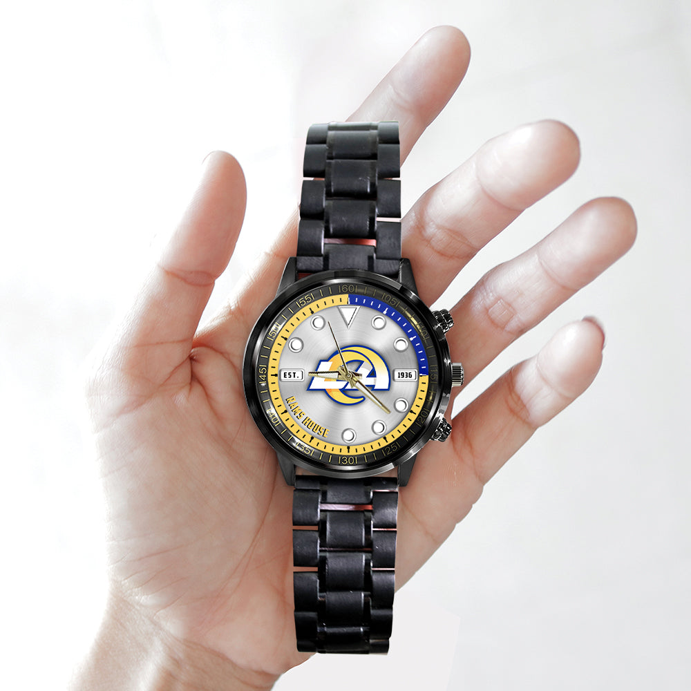Los Angeles Rams Black Stainless Steel Watch - HOATT12950