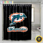 NFL Miami Dolphins Shower Curtain Set For Bathroom Decor For Fans