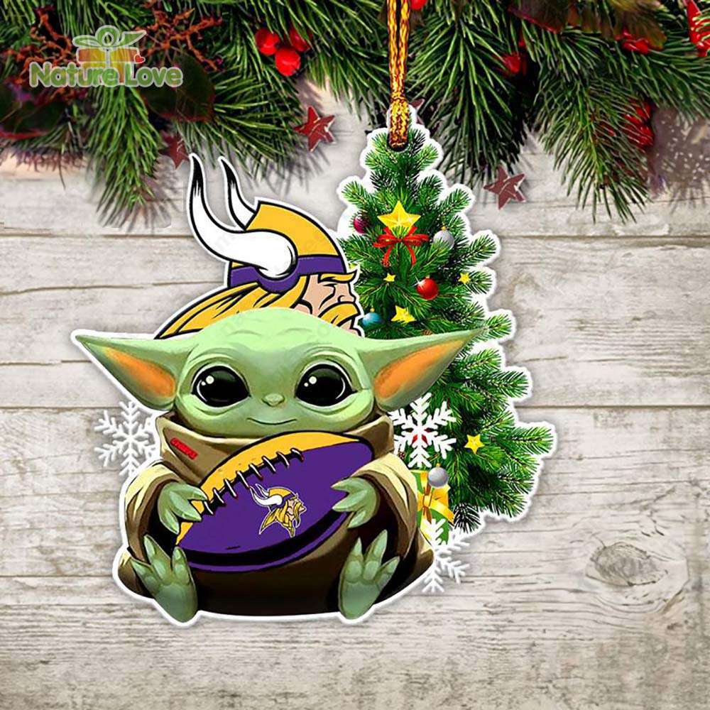 NFL Minnesota Vikings Baby Yoda Christmas Ornament Xmas Tree Decoration