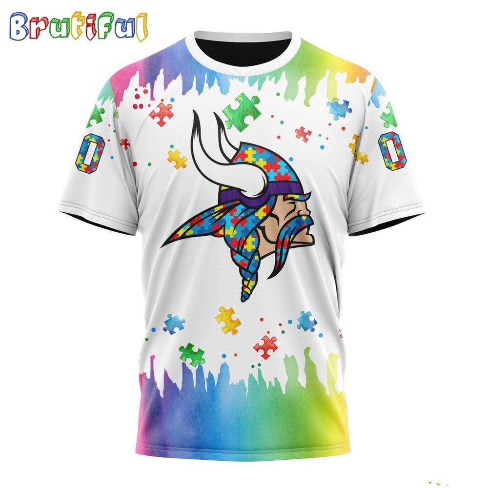 NFL Minnesota Vikings T-Shirt Special Autism Awareness Design All Over Print T-Shirt