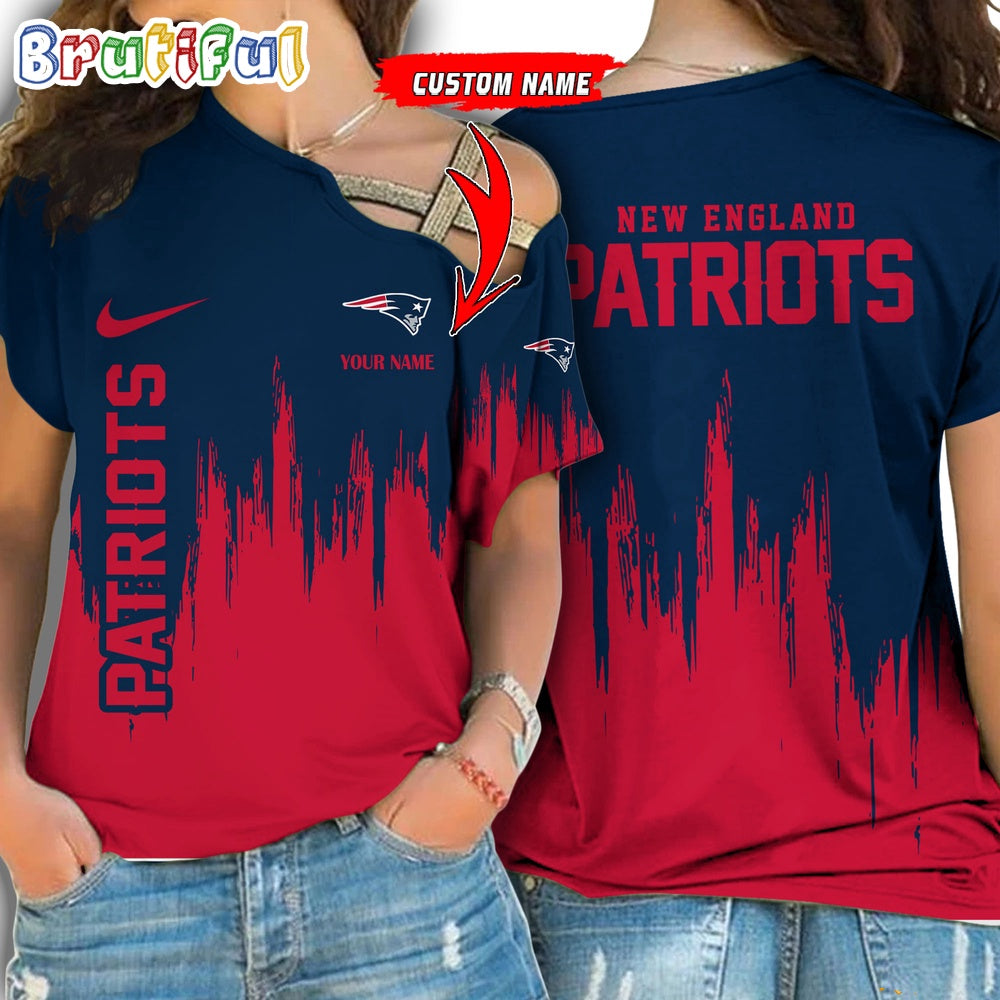 NFL New England Patriots Football Team Logo Design One Shoulder Shirt