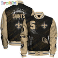 NFL New Orleans Saints Baseball Jacket Print Logo Team Football Jacket