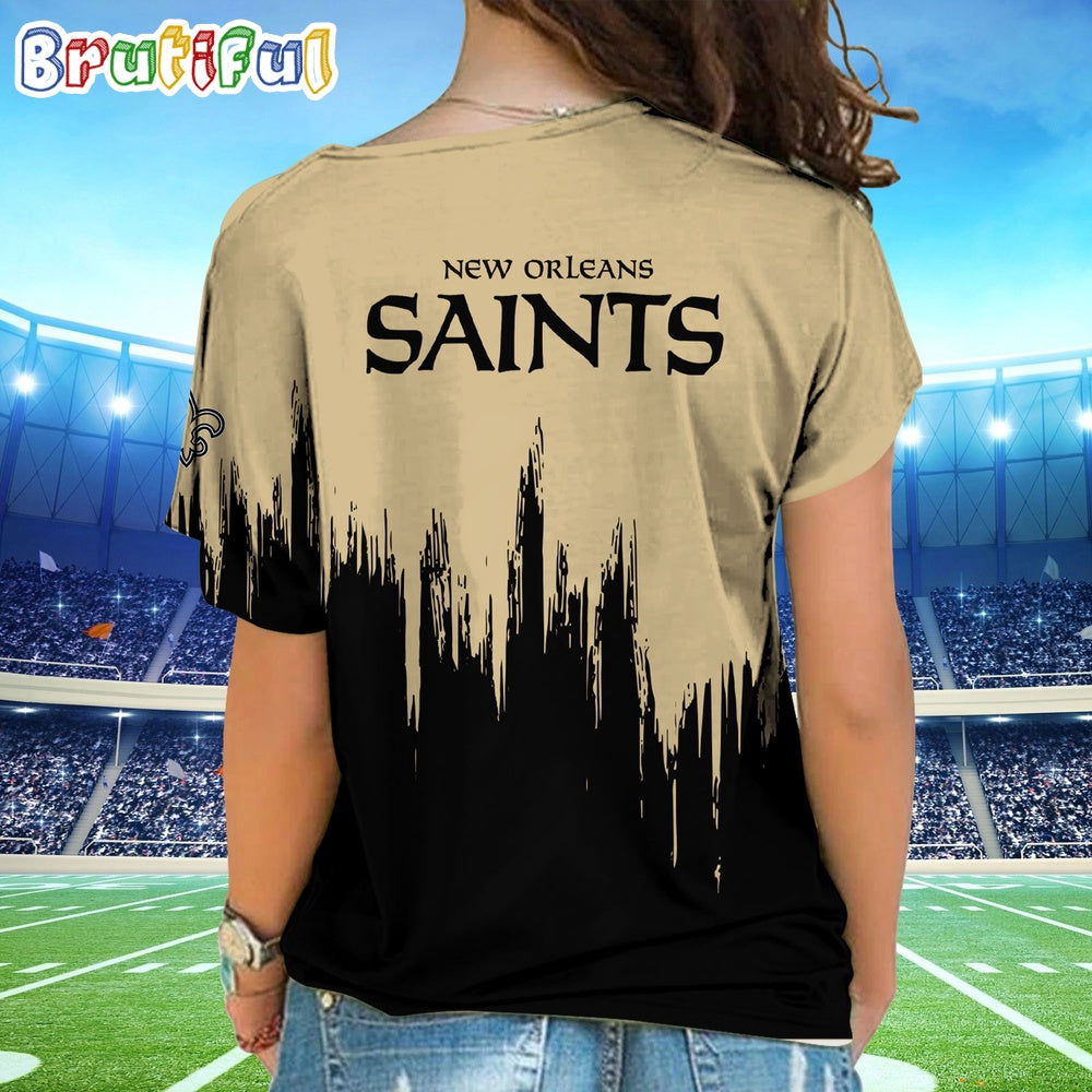 NFL New Orleans Saints Football Team Logo Design One Shoulder Shirt