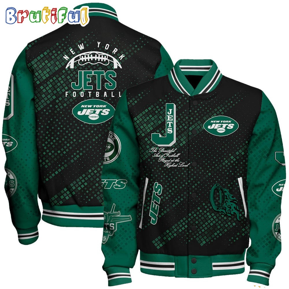 NFL New York Jets Baseball Jacket Print Logo Team Football Jacket
