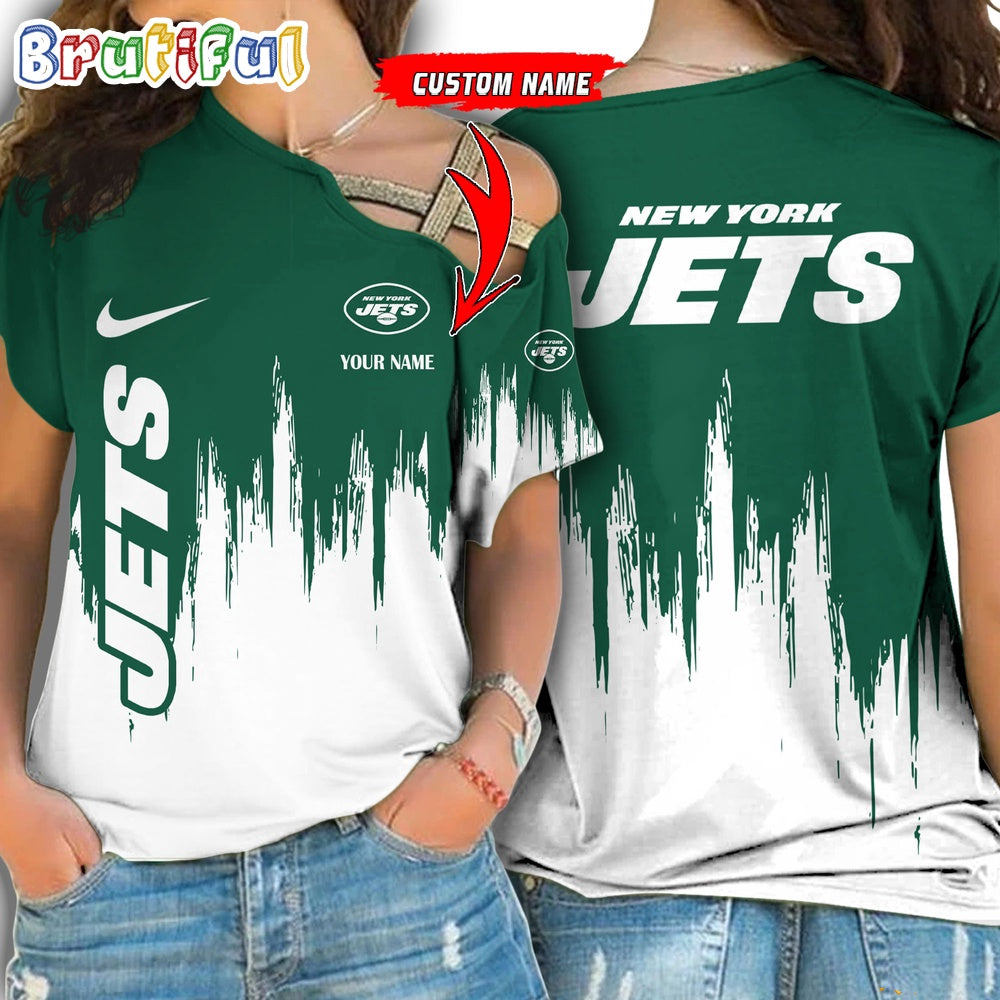 NFL New York Jets Football Team Logo Design One Shoulder Shirt