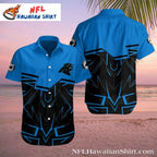 NFL Panthers Hawaiian Shirt in Sharp Blue Black Angular Design
