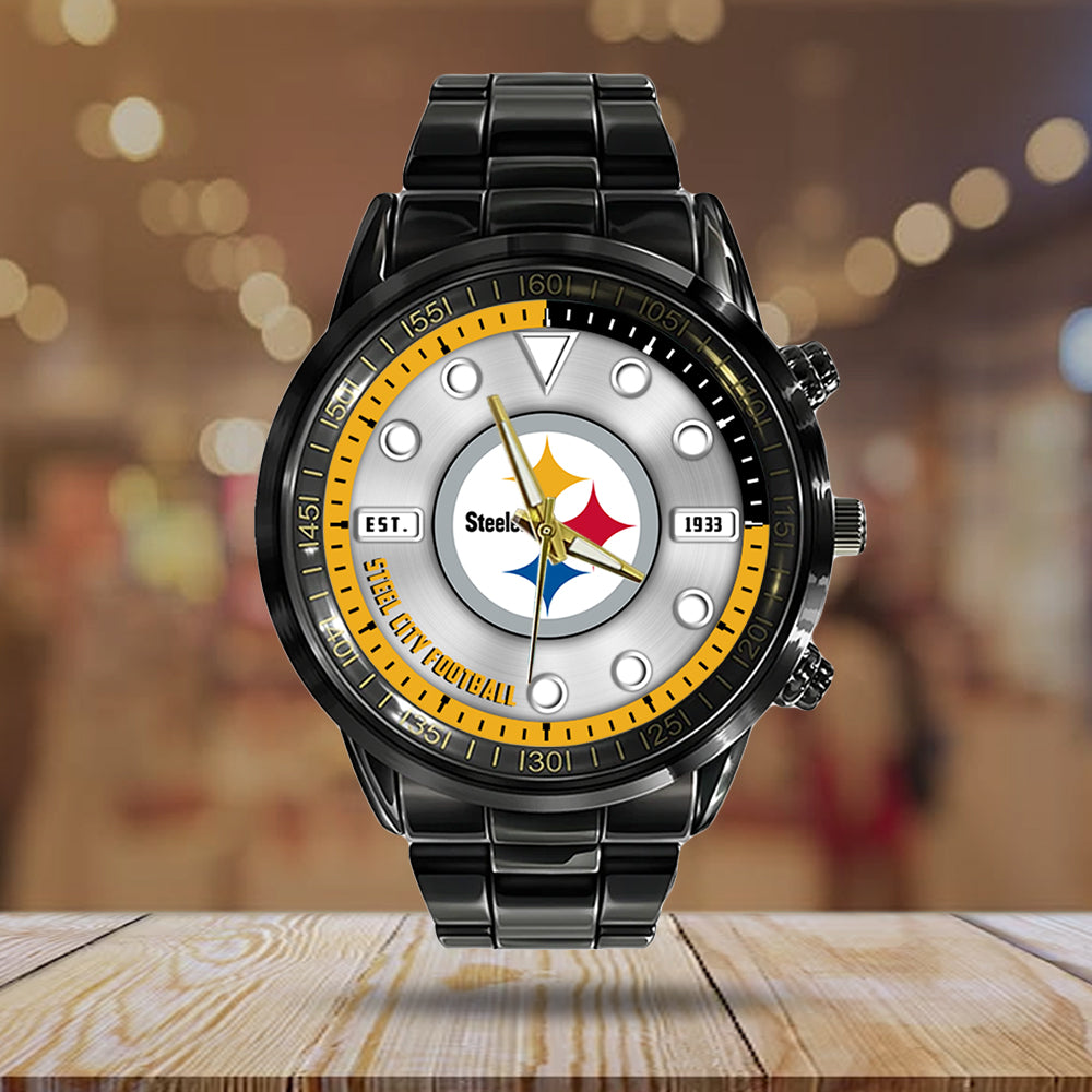 Pittsburgh Steelers Black Stainless Steel Watch - HOATT12958