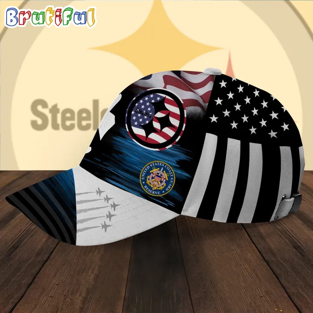 NFL Pittsburgh Steelers Special American Flag US Coast Guard Veteran Baseball Cap