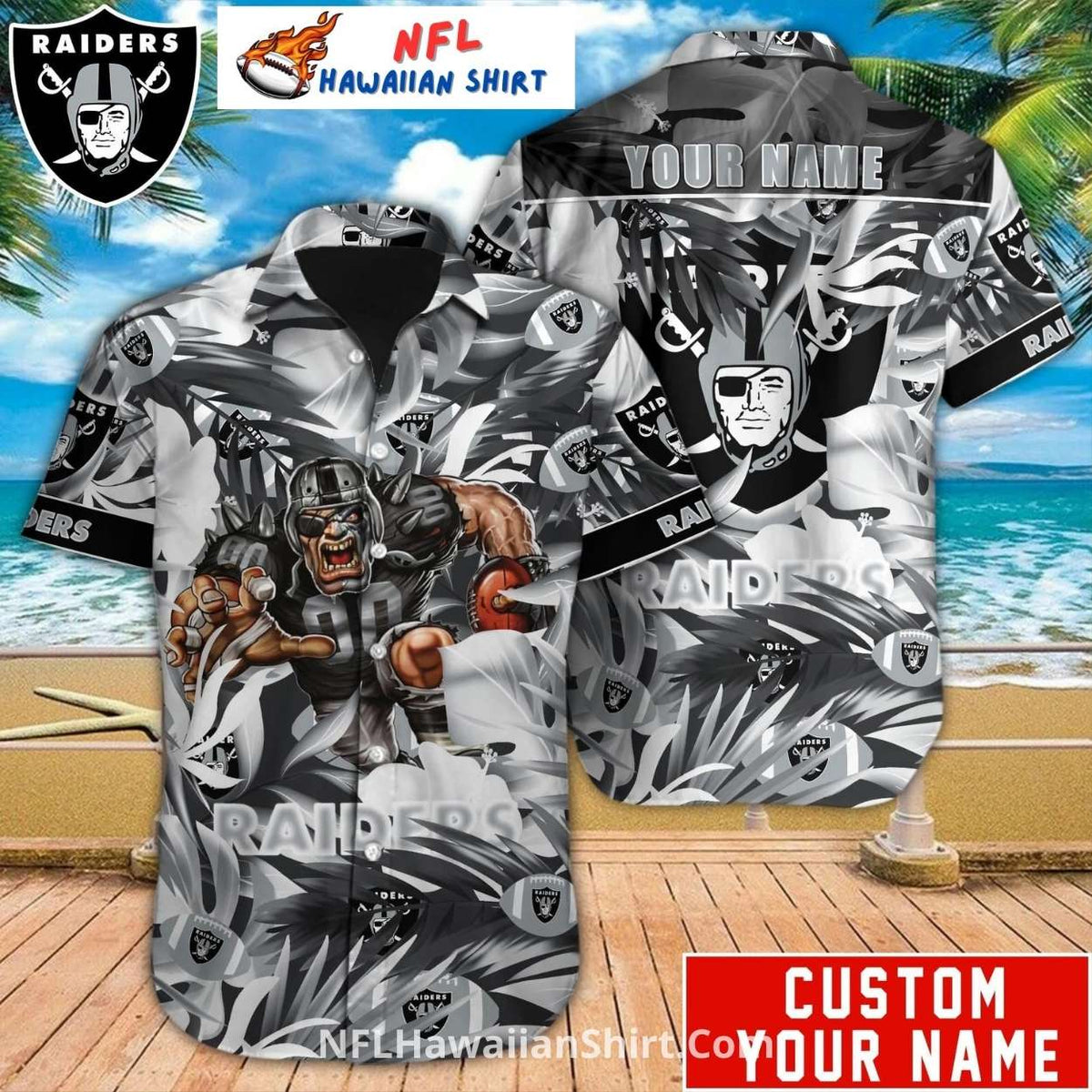 NFL Raiders Custom Name Tropical Hawaiian Shirt