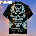 NFL Raiders Skull Face Graphic Aloha Shirt