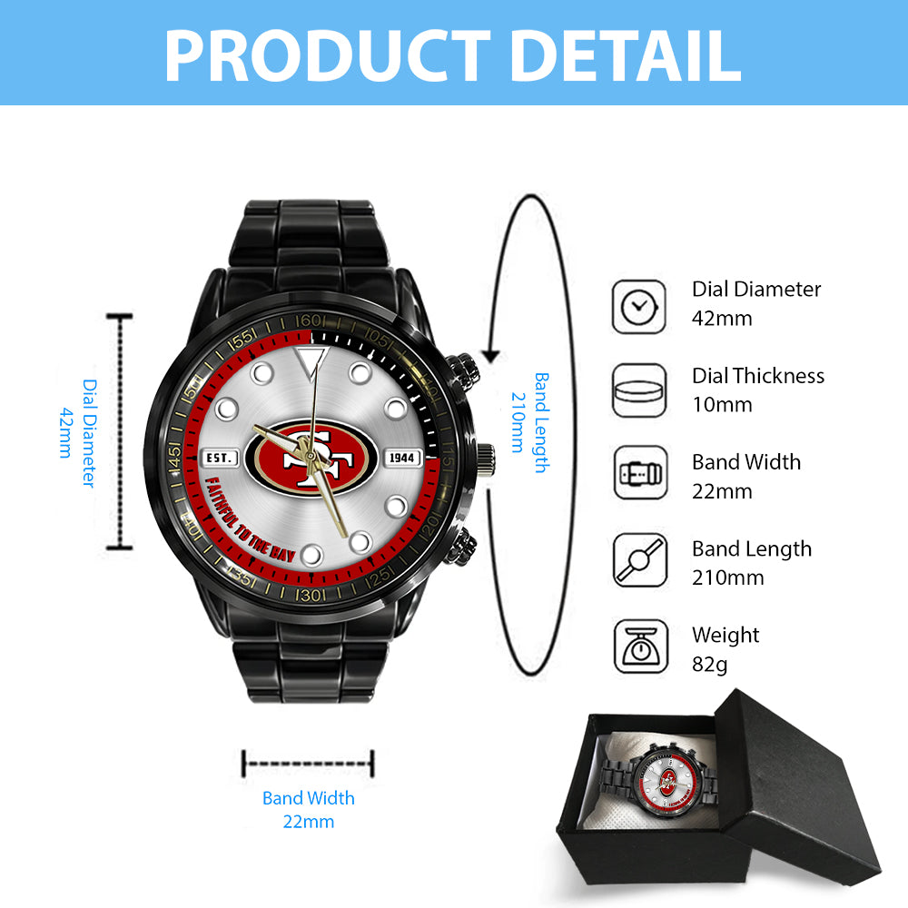 San Francisco 49ers Black Stainless Steel Watch - HOATT12959