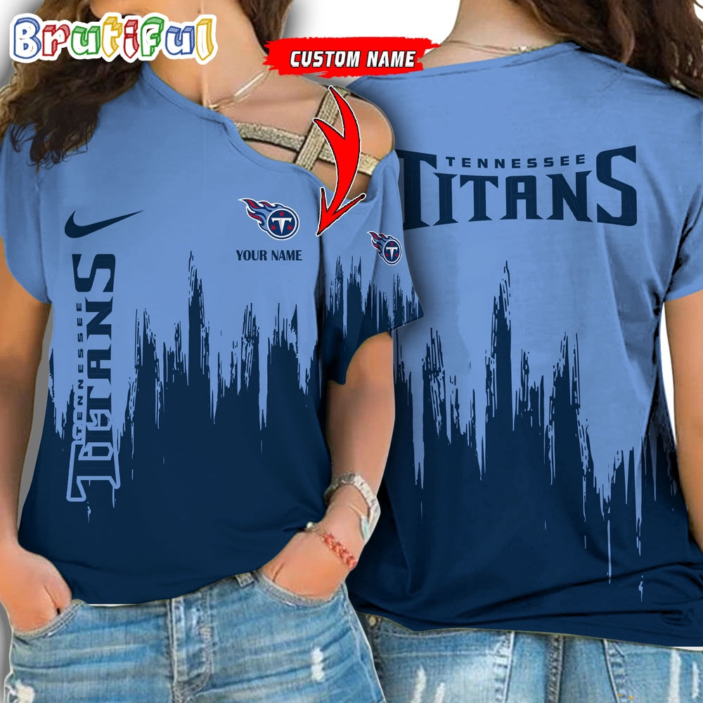 NFL Tennessee Titans Football Team Logo Design One Shoulder Shirt