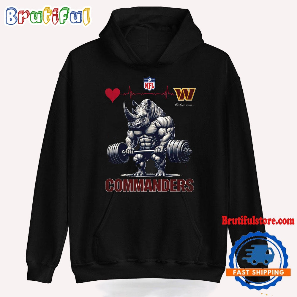 NFL Washington Commanders Team Funny Rhinoceros Powerlifting Hoodie Shirt