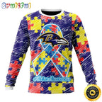 NFL Baltimore Ravens Crewneck Sweatshirt Puzzle Autism Awareness Unisex Sweatshirt