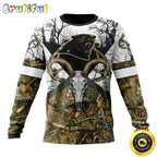 NFL Carolina Panthers Crewneck Sweatshirt Deer Skull And Forest Pattern Represent Your Team