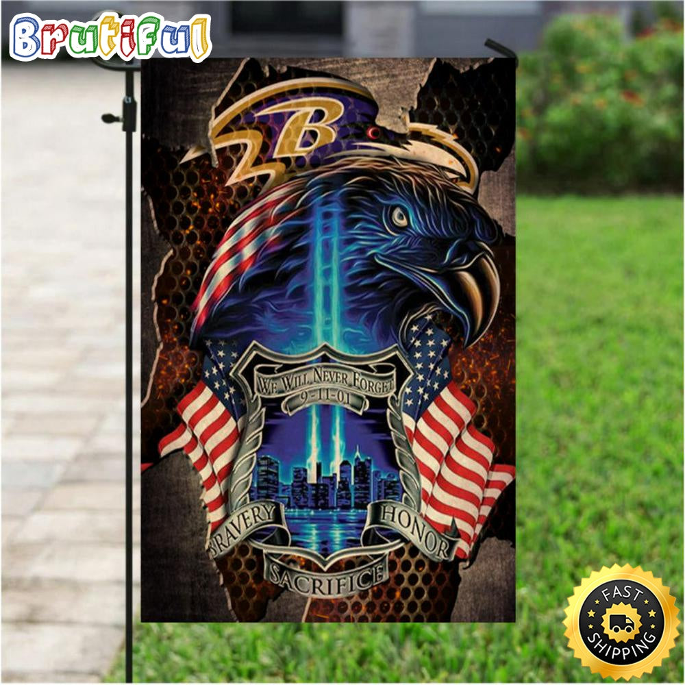 NFL Garden Flags Baltimore Ravens Specialized Flag For Honor Patriot Day We Will Never Forget