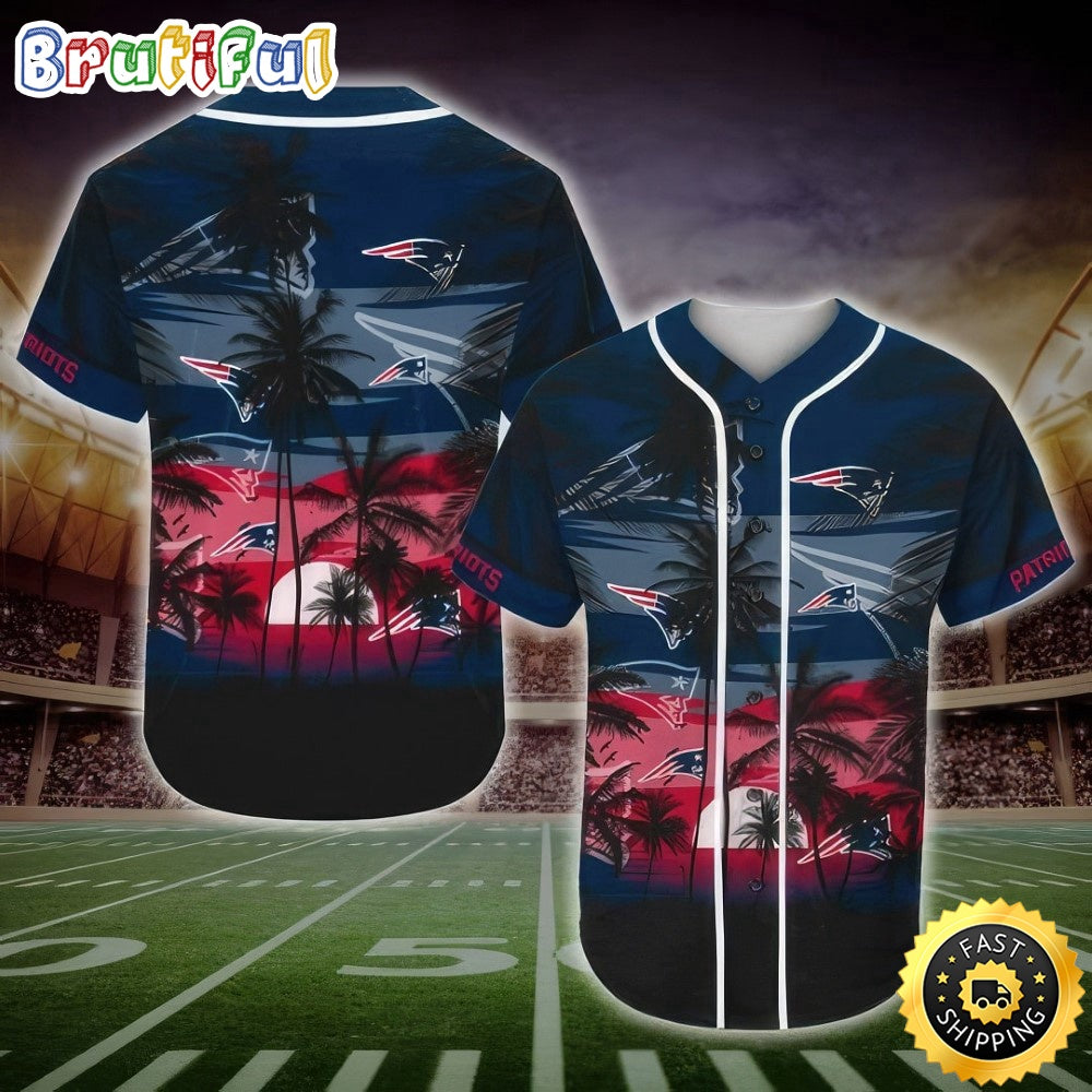 NFL New England Patriots Baseball Jersey Shirt Palm Tree