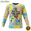 NFL New Orleans Saints Crewneck Sweatshirt Puzzle Autism Awareness Unisex Sweatshirt