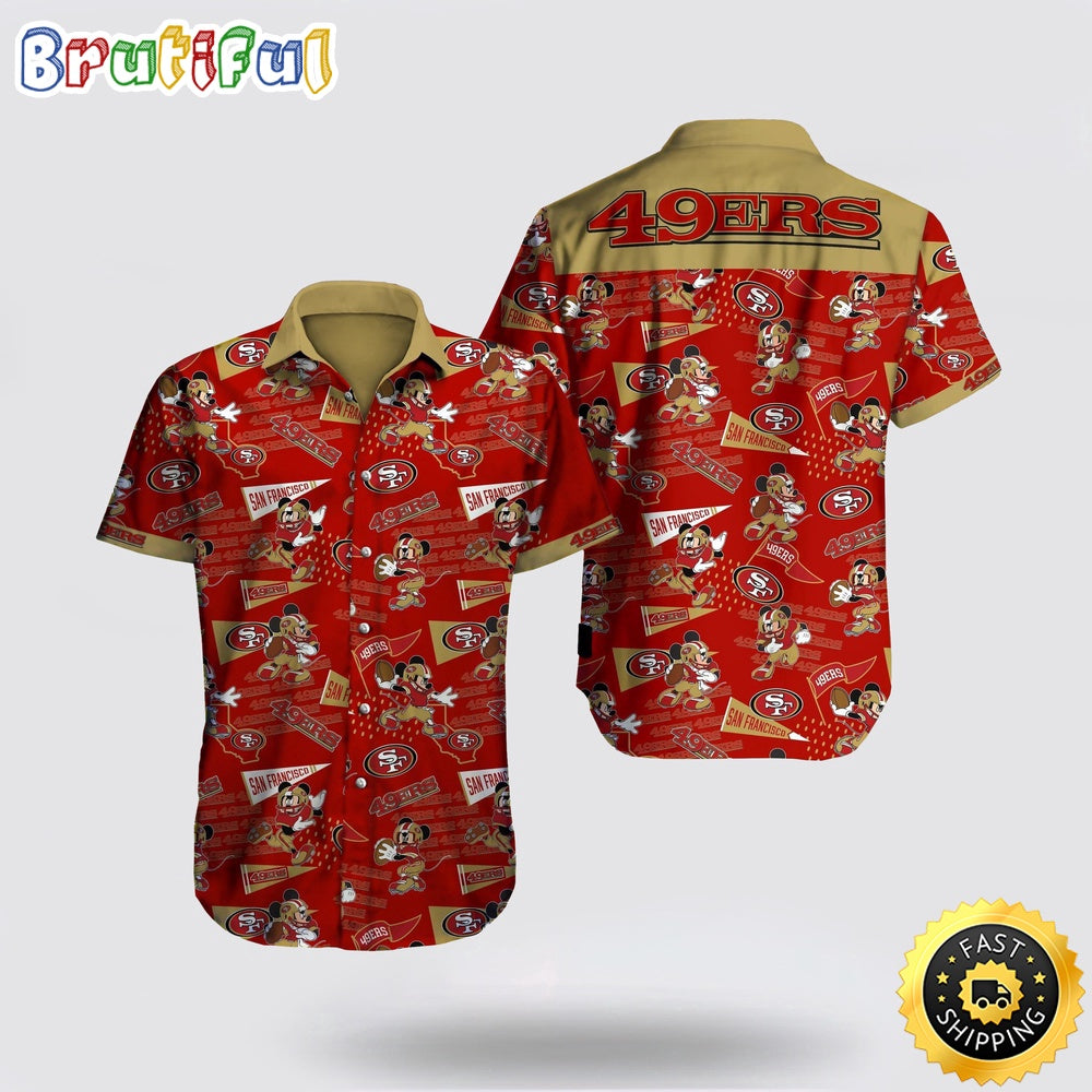NFL San Francisco 49ers Hawaiian Shirt Logo Mickey Mouse
