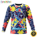 NFL Tennessee Titans Crewneck Sweatshirt Puzzle Autism Awareness Unisex Sweatshirt
