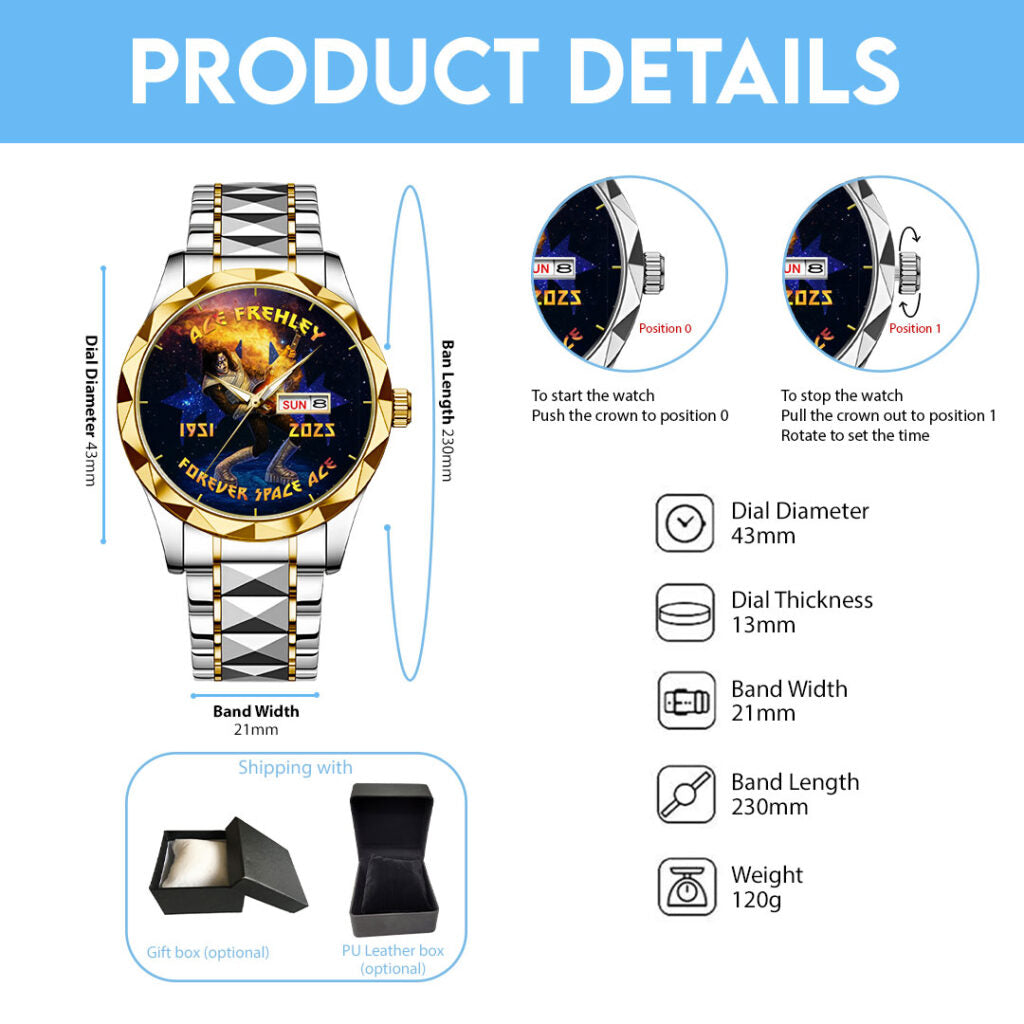 KISS x Ace Frehley Alloy Luxury Quartz Watch - NGHIAVT5357